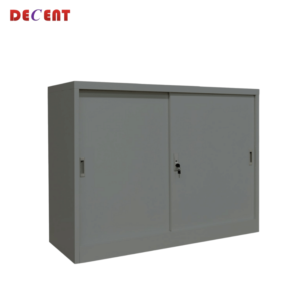 ตู้เอกสารเหล็กบานเลื่อน DECENT รุ่น M1-4 สีเทา ทึบเตี้ย 120 ซม.